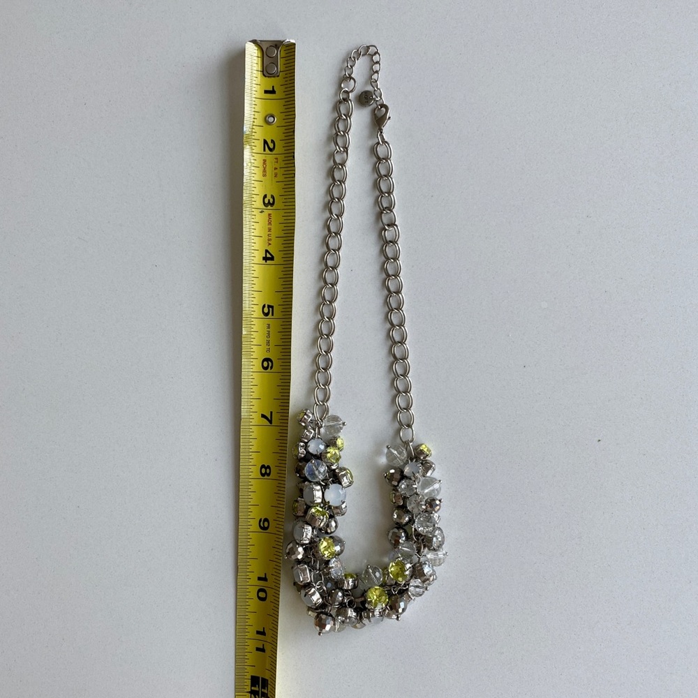 Loft Statement Necklace Silver, White, Green - Picture 6 of 7
